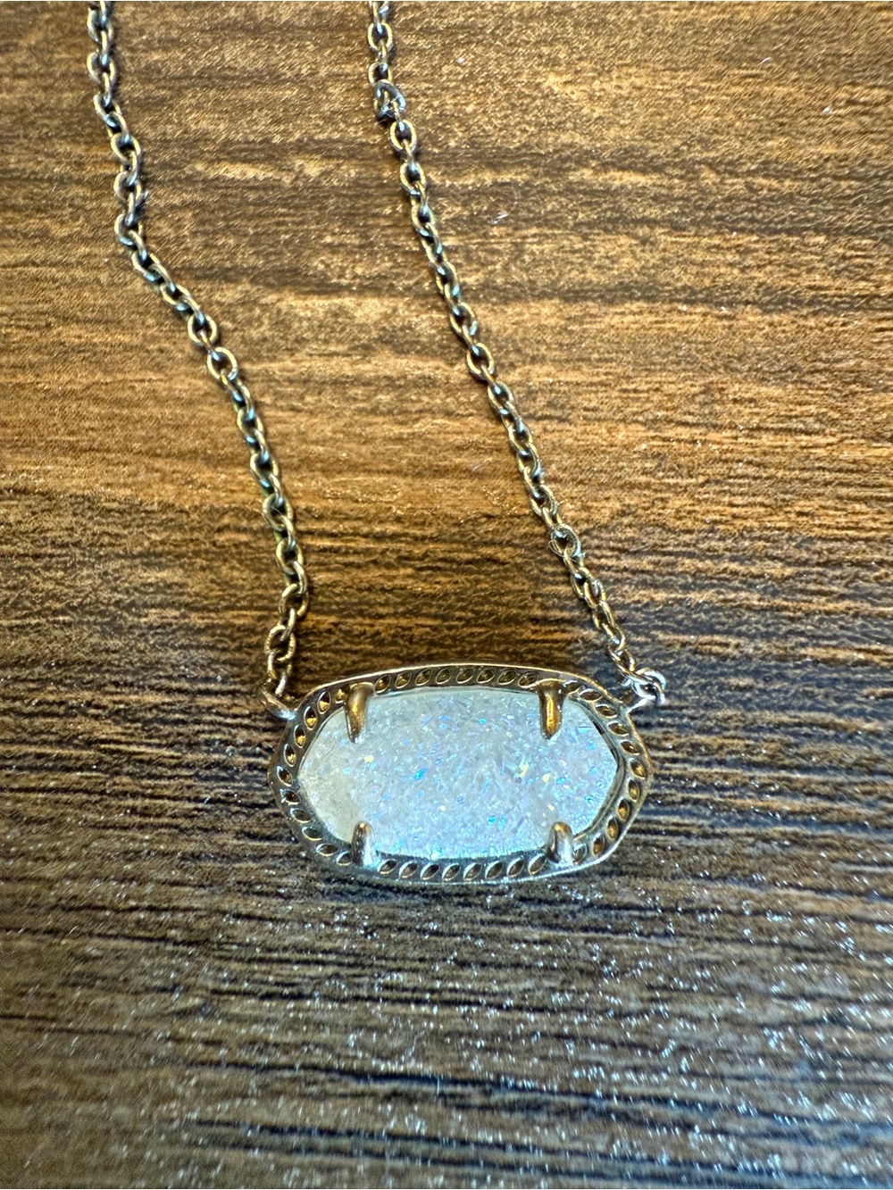 Kendra Scott Elise silver pendant necklace in Iridescent Drusy